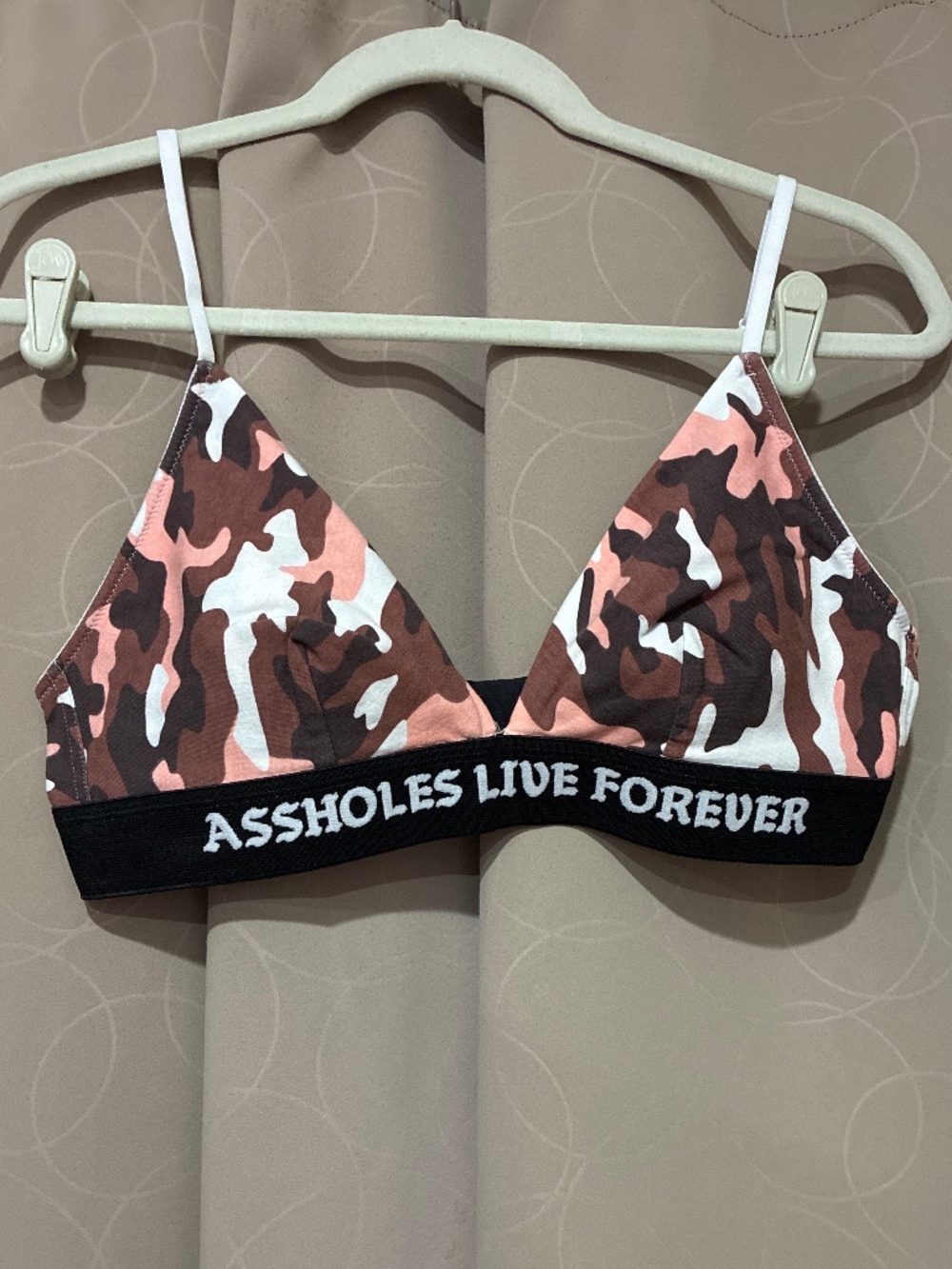 Assholes Live Forever Pink Camouflage Bralette